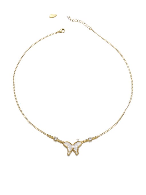 golden Brass Shell Butterfly Minimalist Necklace