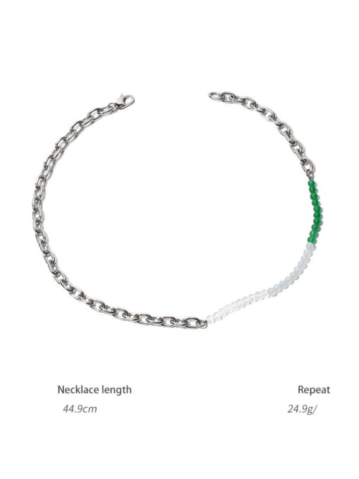 TINGS Titanium Steel Imitation Pearl Geometric Hip Hop Asymmetrical Chain Necklace 2