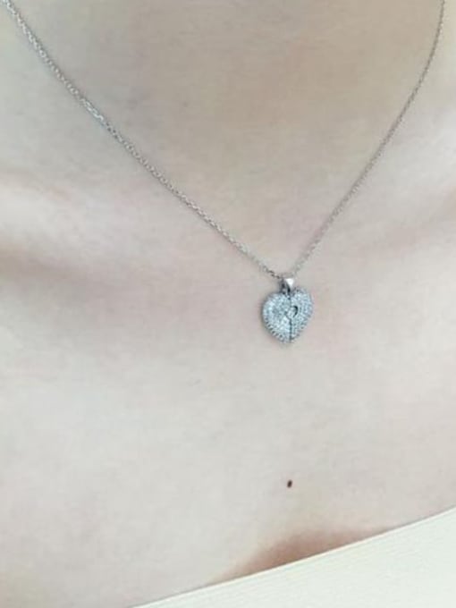 YILLIN Brass Cubic Zirconia Heart Minimalist Necklace 1