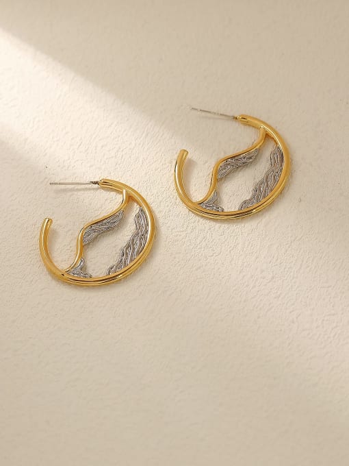 18K gold +white K Brass Geometric Vintage Drop Trend Korean Fashion Earring