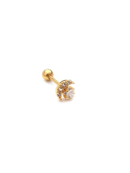 HISON Brass Cubic Zirconia Star Minimalist Stud Earring 4