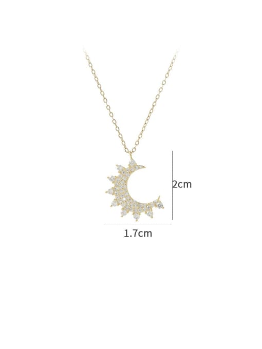 YOUH Brass Cubic Zirconia Moon Dainty Necklace 2