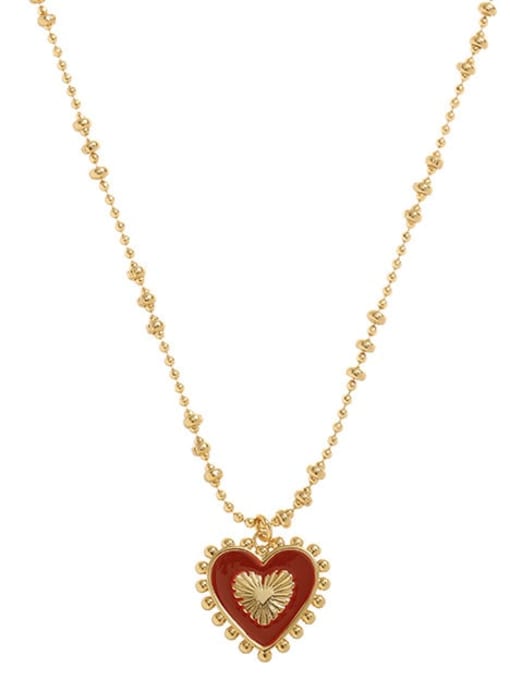 Five Color Brass Enamel Minimalist Heart Earring and Necklace Set 1