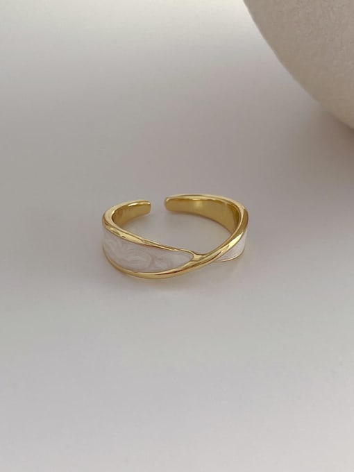 Cross Drip Oil Ring Brass Enamel Geometric Minimalist Stackable Ring