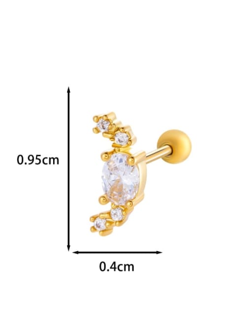 7 Golden Yellow Stainless steel Cubic Zirconia Heart Trend Single Earring