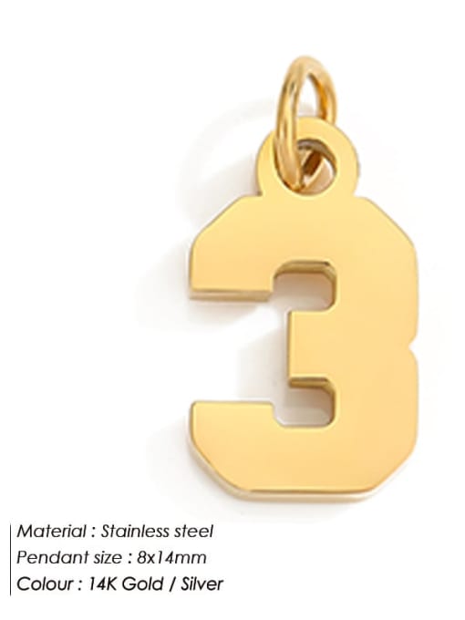 YP33058 3 Stainless steel Minimalist Icon Numeral Pendant