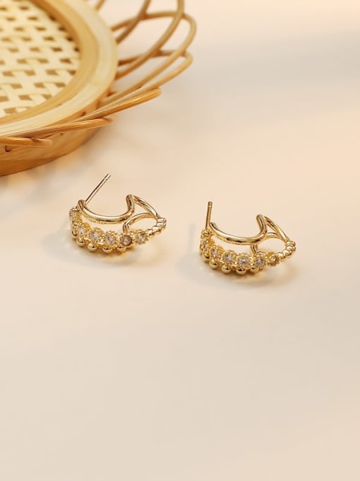gold Copper Hollow Geometric Vintage Stud Trend Korean Fashion Earring