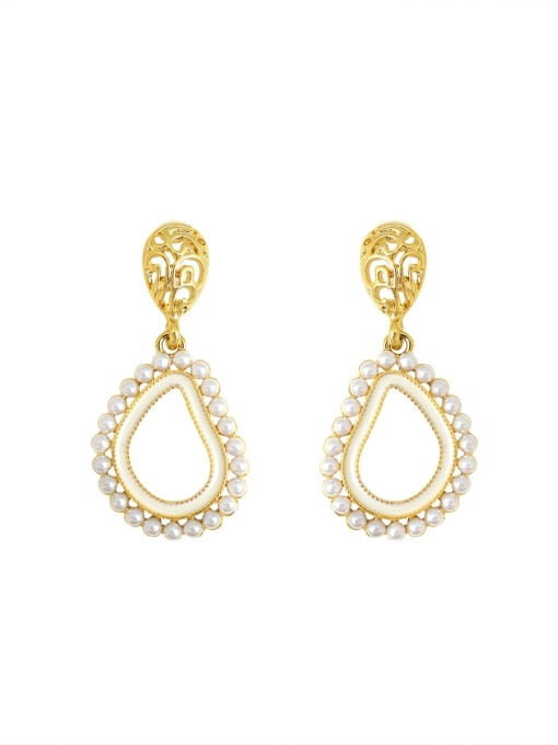 HYACINTH Copper Imitation Pearl Geometric Dainty Drop Trend Korean Fashion Earring 2