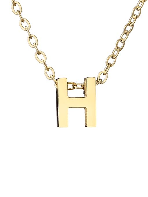 H 14K Titanium Letter Minimalist Initials Pendant Necklace