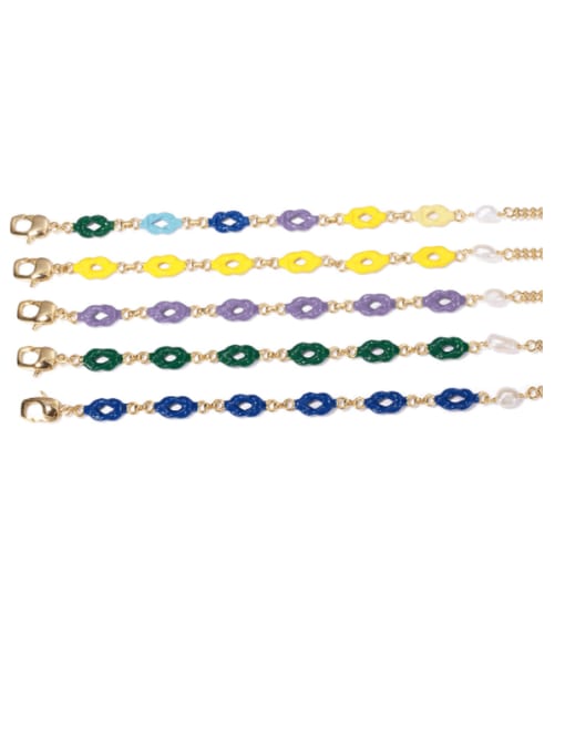 Five Color Brass Enamel Geometric Vintage Necklace