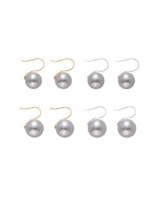 ACCA Brass Imitation Pearl Geometric Minimalist Hook Earring 0
