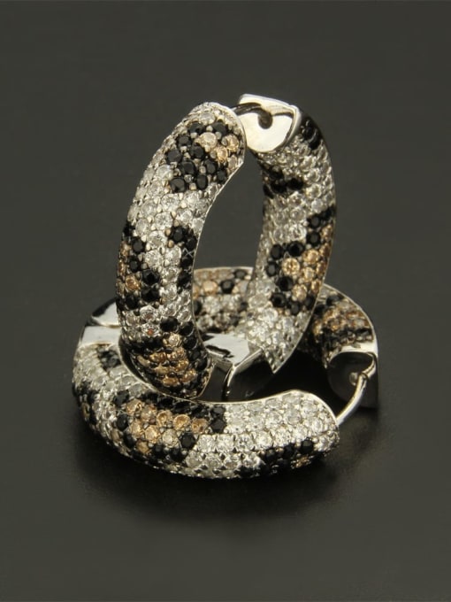 Gold Plated serpentine zircon Brass Cubic Zirconia Round Minimalist Hoop Earring