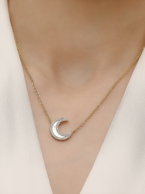 HYACINTH Brass Shell Moon Minimalist Trend Korean Fashion Necklace 1