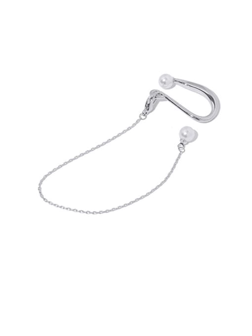 ACCA Brass Imitation Pearl Tassel Minimalist Single Earring 2