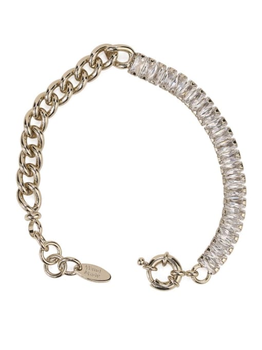 ACCA Brass Cubic Zirconia Geometric  Chain Vintage Bracelet 3