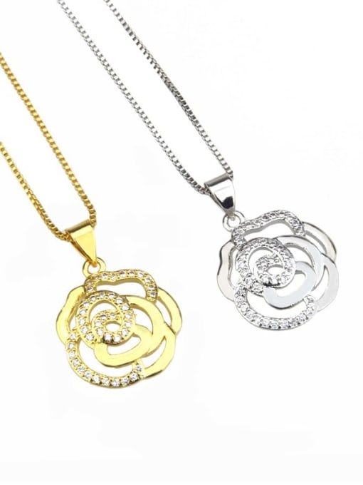renchi Brass Rhinestone Heart Minimalist Necklace