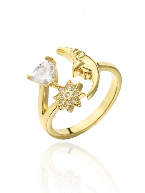 AOG Brass Cubic Zirconia Star Dainty Band Ring 0