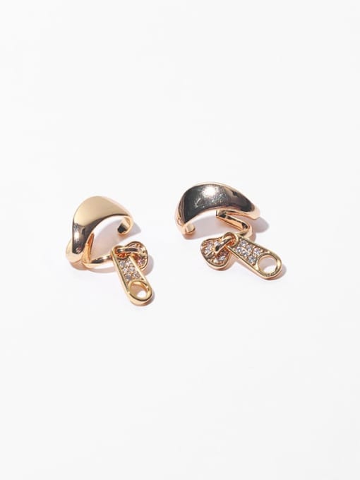 Gold (left and right) Brass Rhinestone Geometric Hip Hop Stud Earring