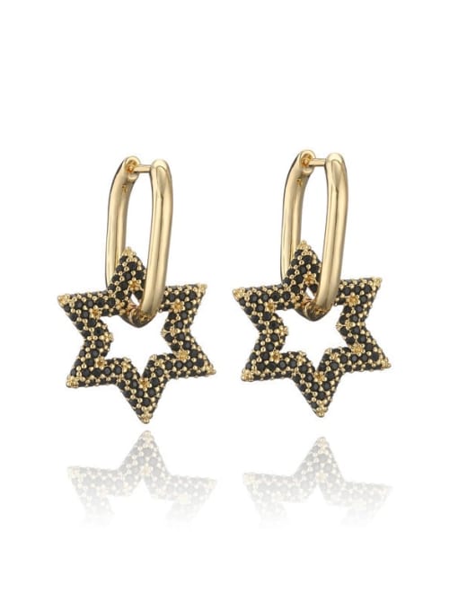 40617 Brass Cubic Zirconia  Vintage Five-pointed star Huggie Earring