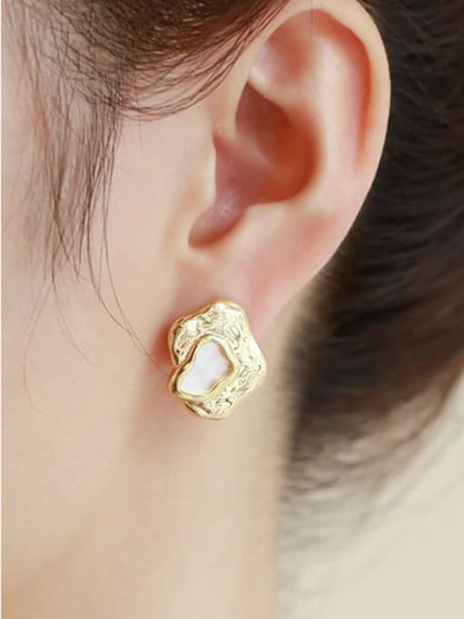 Five Color Brass Shell Geometric Vintage Stud Earring 1