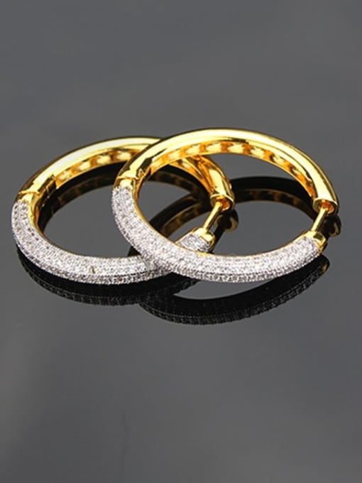 gold-plated Brass Cubic Zirconia Round Minimalist Hoop Earring