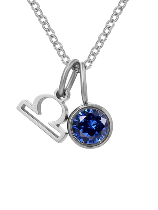 September Blue Libra Steel Stainless steel Birthstone Constellation Cute Necklace