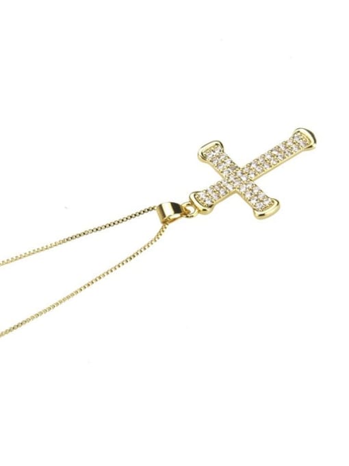 renchi Brass Cubic Zirconia Cross Dainty Necklace 2