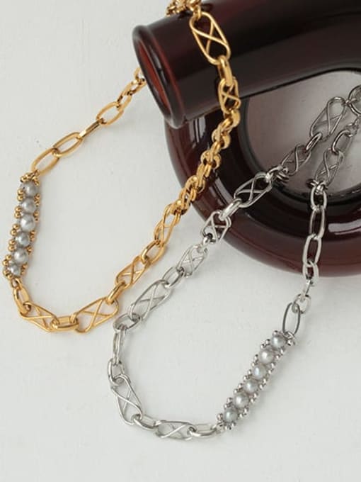 ACCA Brass Imitation Pearl Locket Vintage Necklace