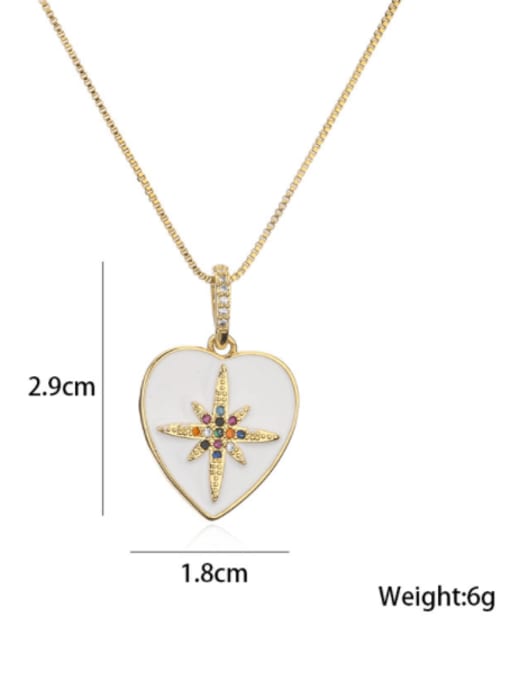AOG Brass Rhinestone Enamel Evil Eye Trend Heart Pendant Necklace 2