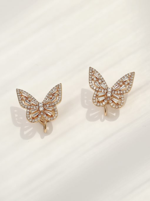 HYACINTH Brass Cubic Zirconia Butterfly Vintage Clip Trend Korean Fashion Earring 0