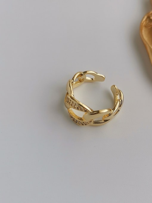 gold Copper  Retro Hollow Geometric Free Size Band Fashion Ring