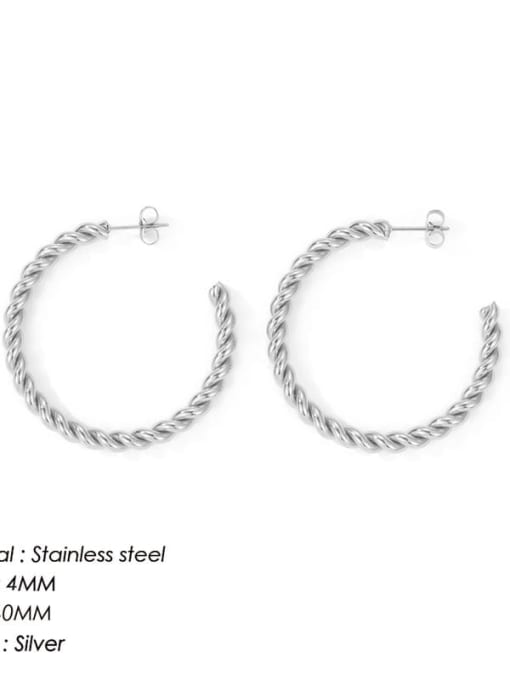 40MM steel color YE35955 Stainless steel Geometric Minimalist Twist C Shape Stud Earring
