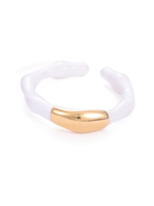 Pure white drop oil Brass Enamel Irregular Minimalist Band Ring