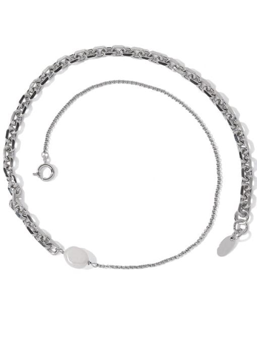 ACCA Brass Freshwater Pearl Geometric Chain Minimalist Necklace 0