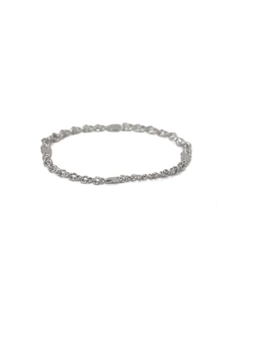 Silver flat chain Brass Bead Geometric Minimalist Midi Ring