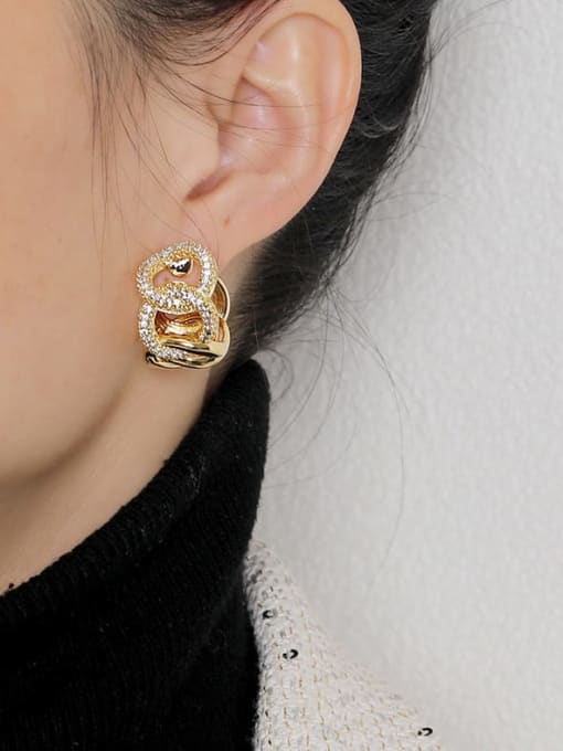 HYACINTH Brass Cubic Zirconia Geometric Minimalist Stud Earring 1