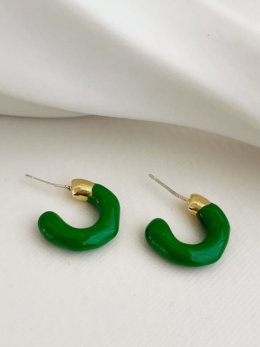Green drop glaze Earrings Zinc Alloy Enamel Geometric Minimalist Stud Earring