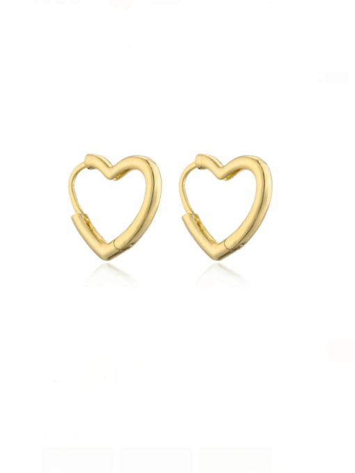 41501 Brass Hollow Heart Minimalist Huggie Earring