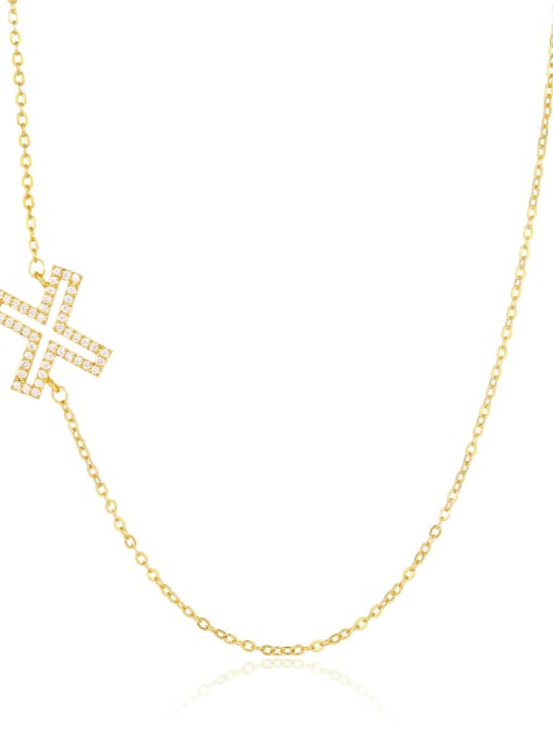 X Brass Cubic Zirconia Letter Minimalist Necklace