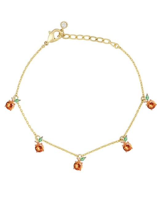 orange Brass Cubic Zirconia Multi Color Friut Cute Bracelet