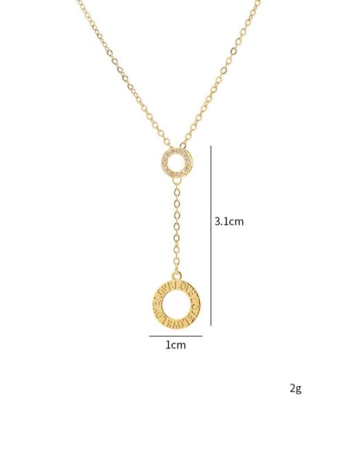 Rose Gold X312 Brass Cubic Zirconia Round Trend Necklace