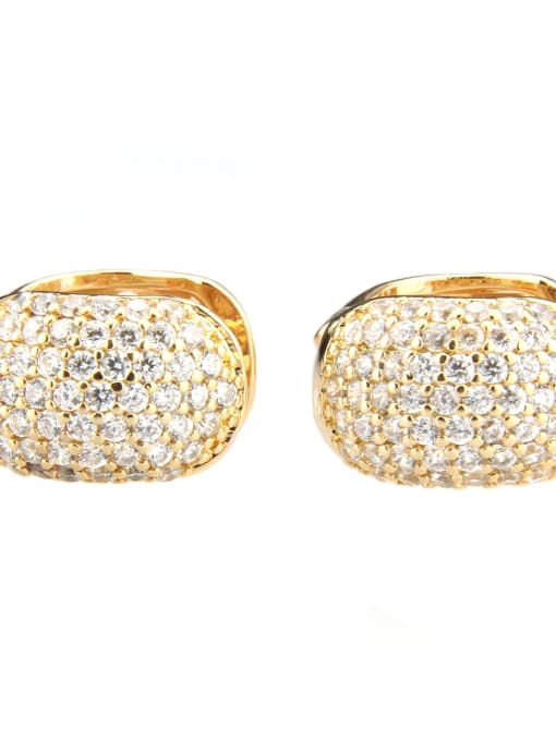 Gold plated white zircon Brass Cubic Zirconia Round Minimalist Clip Earring