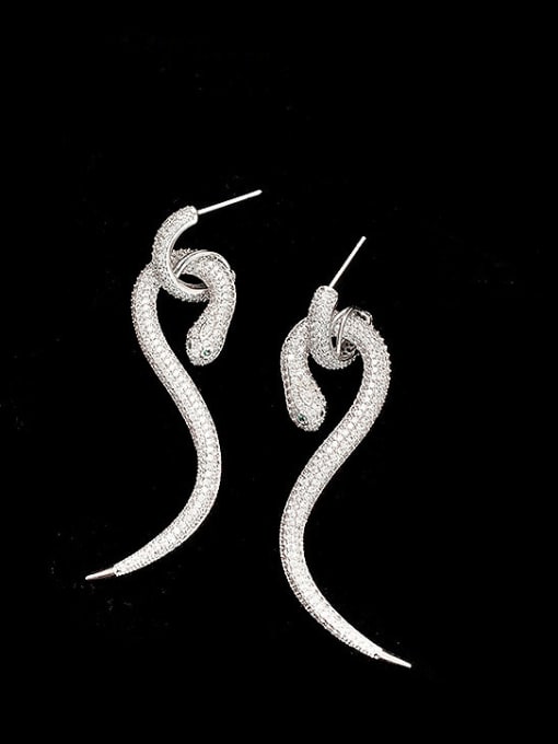 SUUTO Brass Cubic Zirconia Snake Trend Drop Earring 0
