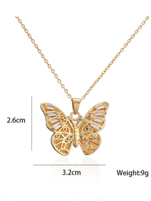 20987 Brass Rhinestone  Trend Butterfly Pendant Necklace