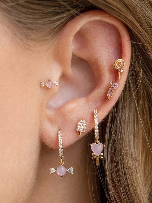 COLSW Brass Opal Geometric Cute Stud Earring 1