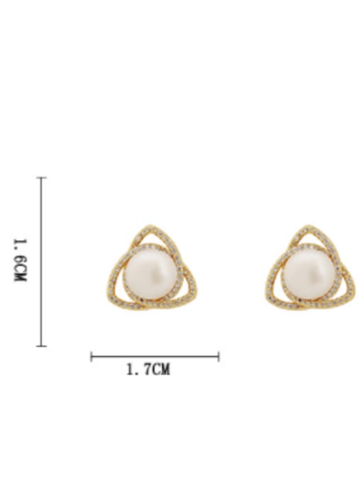 HYACINTH Brass Imitation Pearl Geometric Minimalist Stud Earring 2
