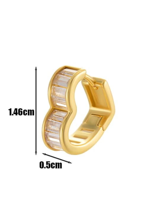 6 # Gold--Single Brass Cubic Zirconia Heart Minimalist Single Earring
