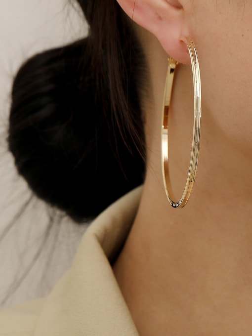 HYACINTH Brass Smooth Round Minimalist Hoop Trend Korean Fashion Earring 1