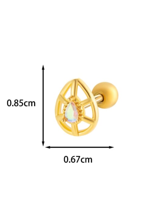 4 #  Gold--Single Brass Cubic Zirconia Heart Bow-Knot Cute Single Earring