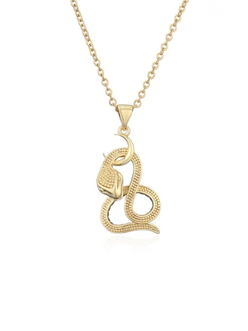 20556 Brass Vintage Snake Pendant Necklace